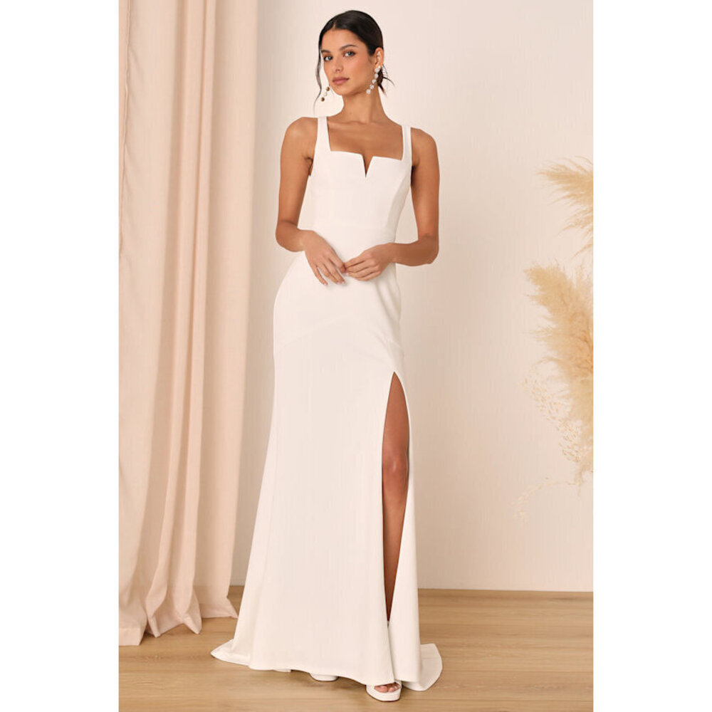 Lulus Everlasting Promise White Notched Backless Mermaid Maxi Dress - Size XS